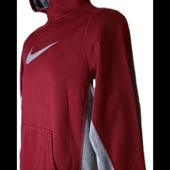 Nike Boy's Therma-Fit Swoosh Pullover Hoodie XL Red Nylon Fleece Inside Casual - Picture 3 of 10